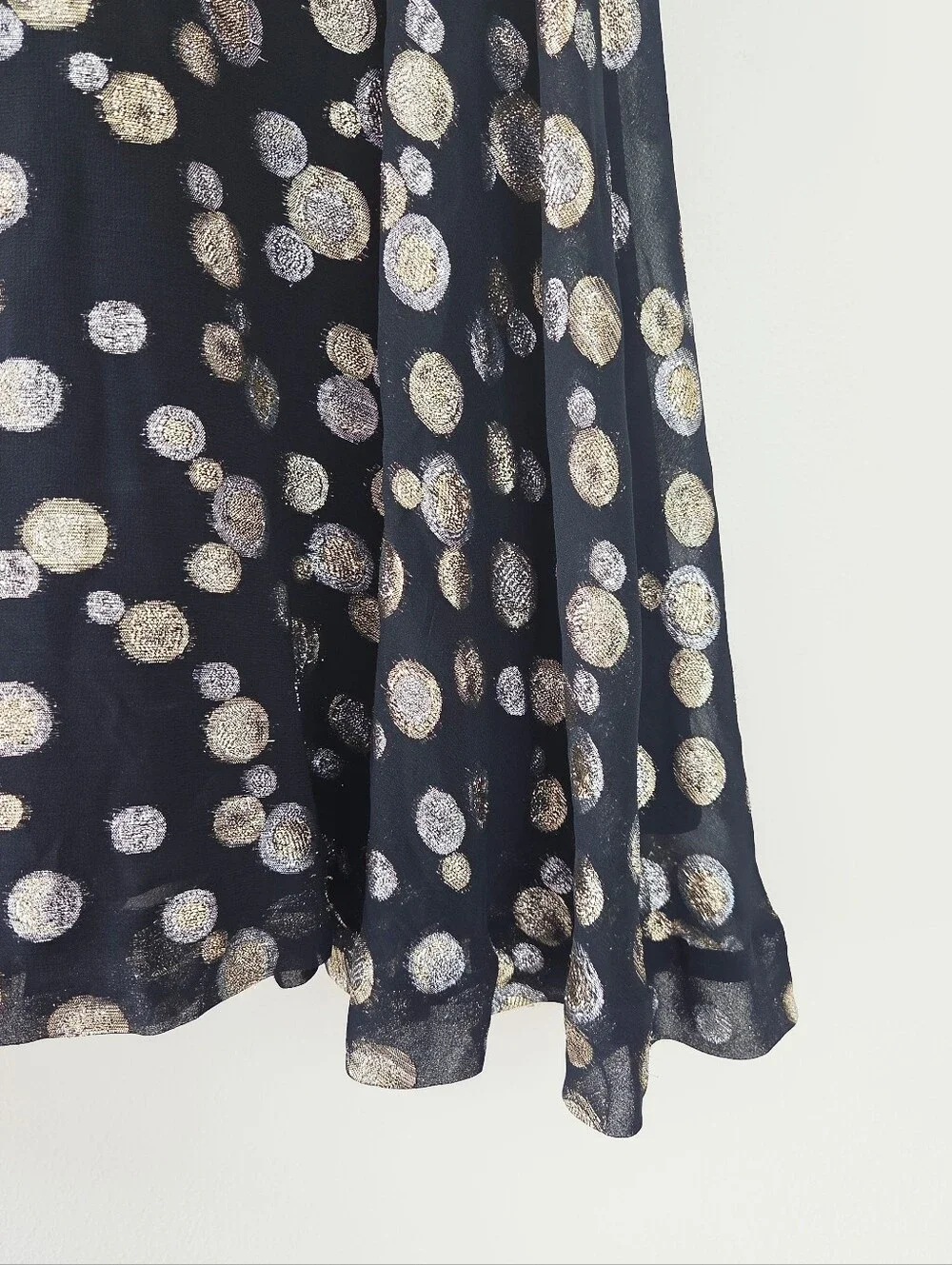 Halston Heritage Vintage Bubble Metallic  Polka Dot Midi Skirt Size 6